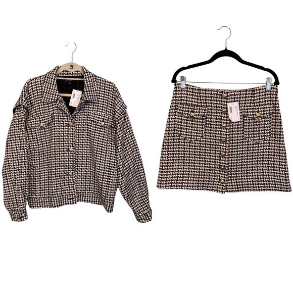 Intermix Outfit 2Piece Set Kiki Tweed Jacket XL & Coco Mini Button Mini Skirt 10 - Picture 2 of 16